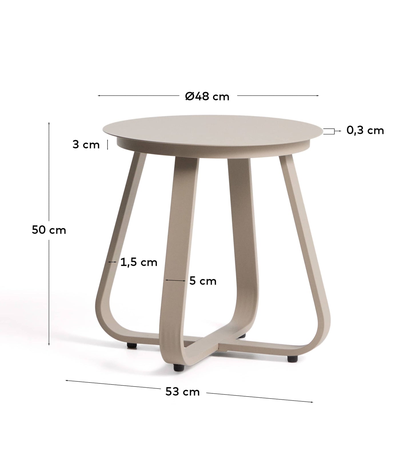 Tavolino da appoggio per esterno Tamaris in alluminio tortora Ø 48 cm