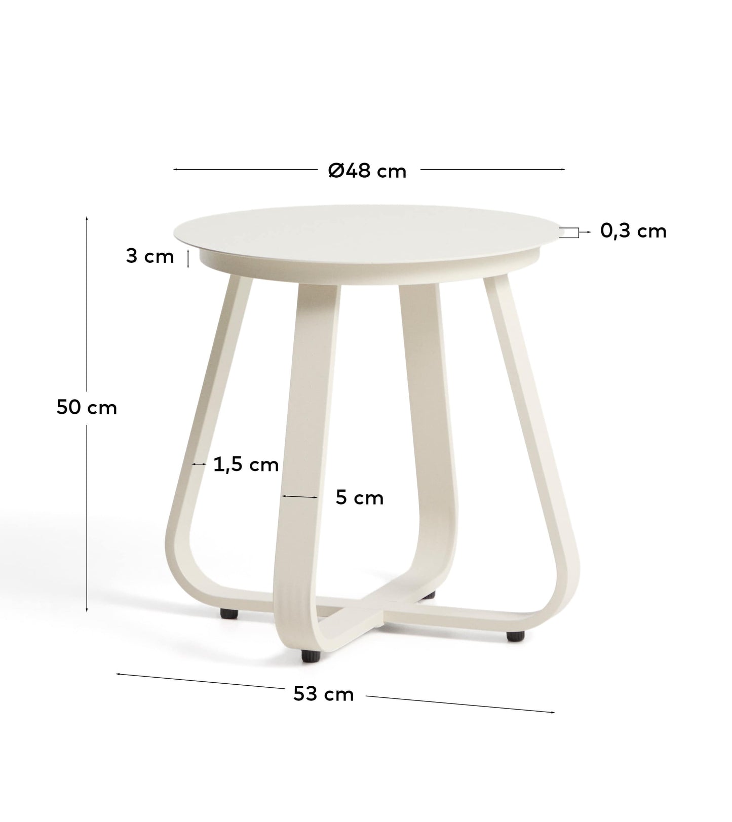 Tavolino da appoggio per esterno Tamaris in alluminio ecru Ø 48 cm