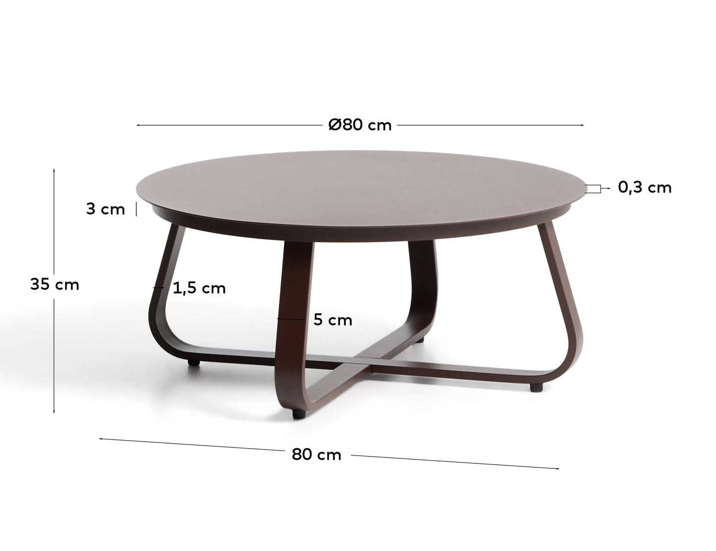 Tavolino da esterno Tamaris in alluminio marrone Ø 80 cm