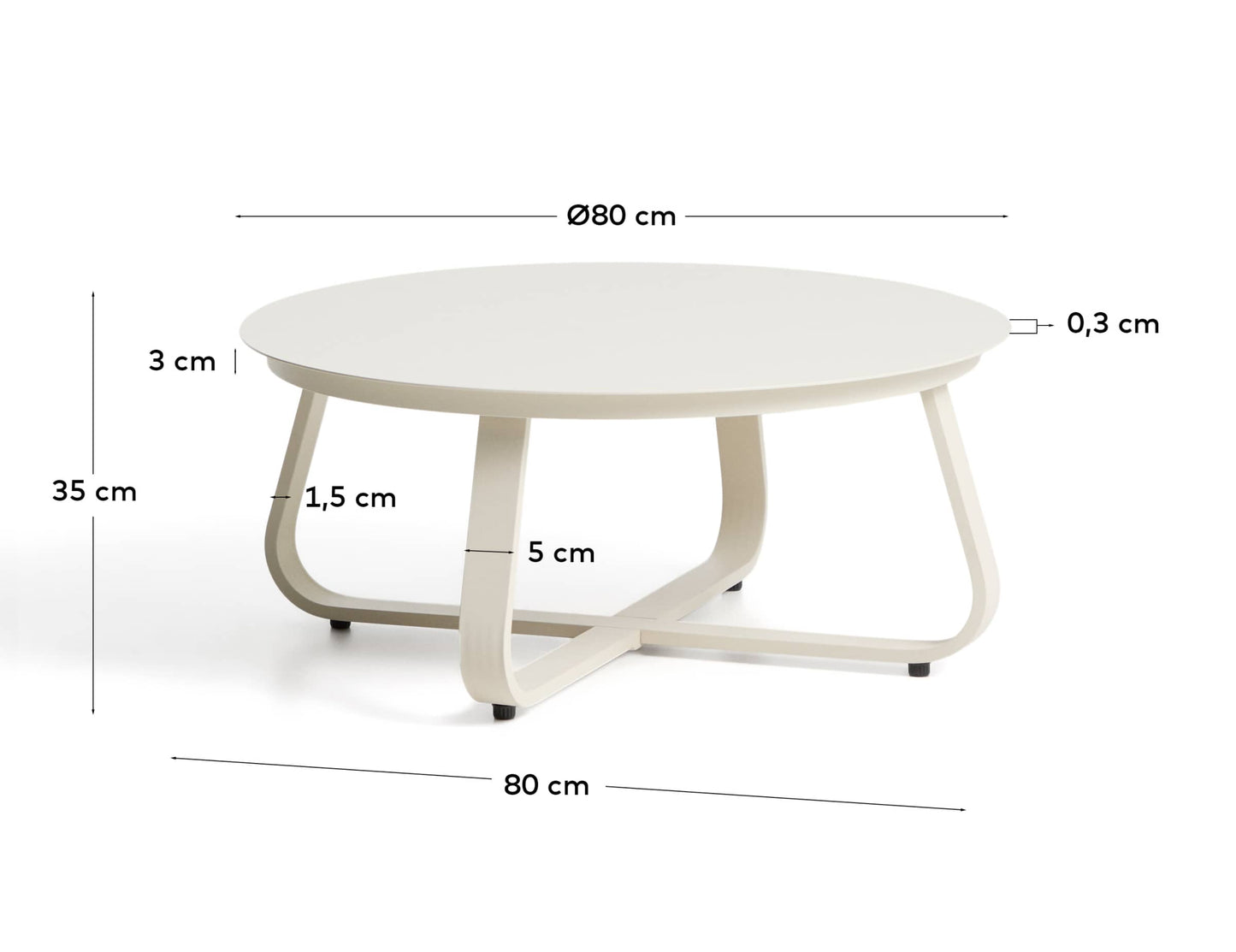 Tavolino da esterno Tamaris in alluminio ecru Ø 80 cm