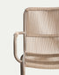 Poltrona impilabile Salis in alluminio tortora e corda sintetica beige