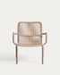 Poltrona impilabile Salis in alluminio tortora e corda sintetica beige