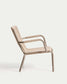 Poltrona impilabile Salis in alluminio tortora e corda sintetica beige