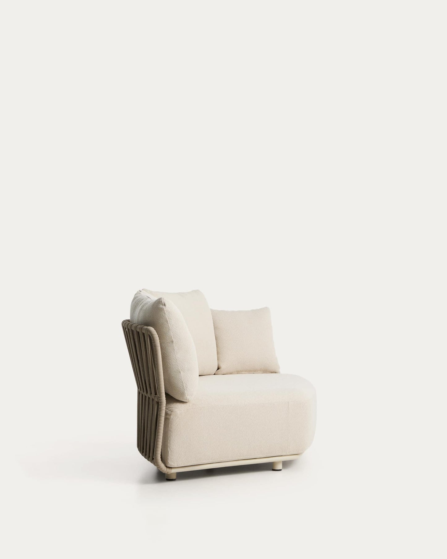 Modulo curvo Osani in alluminio écru e corda tortora 167 cm