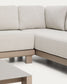 Set Nerano con divano angolare 5 posti e tavolino in vetro temperato e alluminio taupe