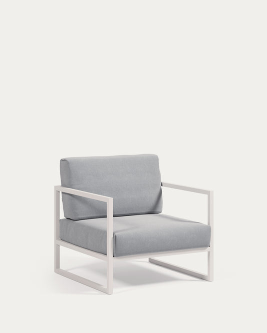 Poltrona 100% da esterno Comova blu ed alluminio bianco