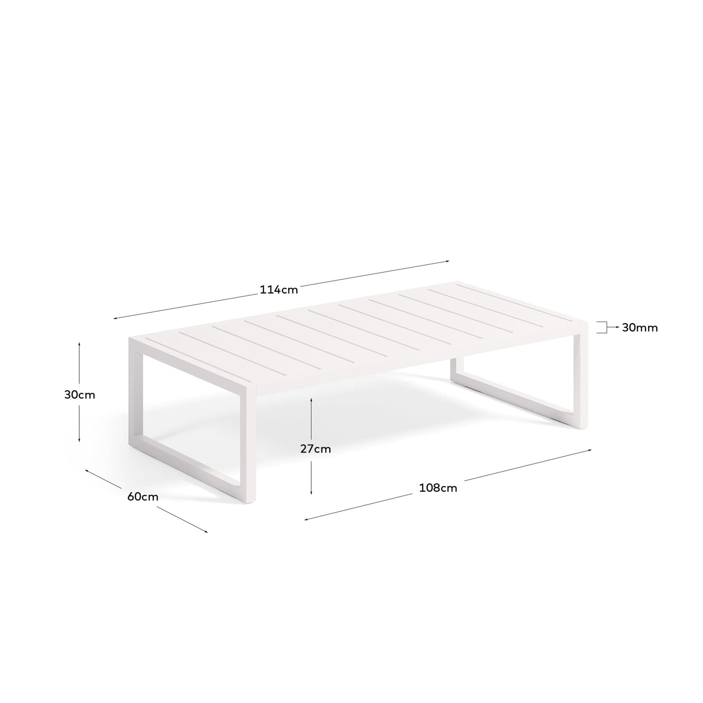 Tavolino da esterno Comova in alluminio bianco 60 x 114 cm