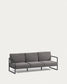 Divano da esterno Comova 3 posti grigio scuro ed alluminio nero 222 cm