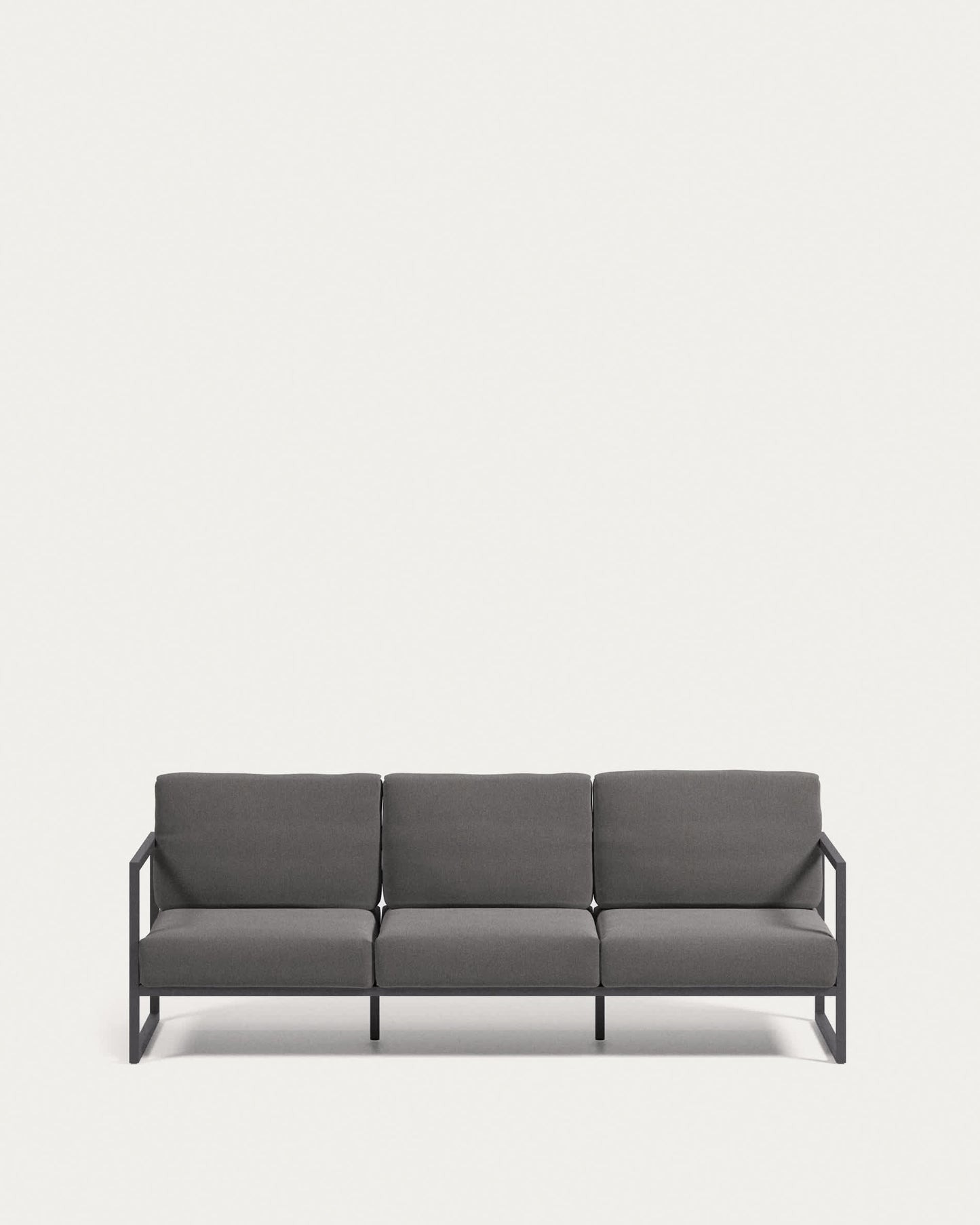 Divano da esterno Comova 3 posti grigio scuro ed alluminio nero 222 cm