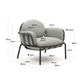 Poltrona da esterno Joncols con rivestimento grigio con struttura in alluminio e finitura verde