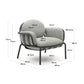 Poltrona da esterno Joncols con rivestimento grigio con struttura in alluminio e finitura verde