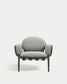 Poltrona da esterno Joncols con rivestimento grigio con struttura in alluminio e finitura verde