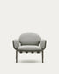 Poltrona da esterno Joncols con rivestimento grigio con struttura in alluminio e finitura verde