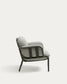 Poltrona da esterno Joncols con rivestimento grigio con struttura in alluminio e finitura verde