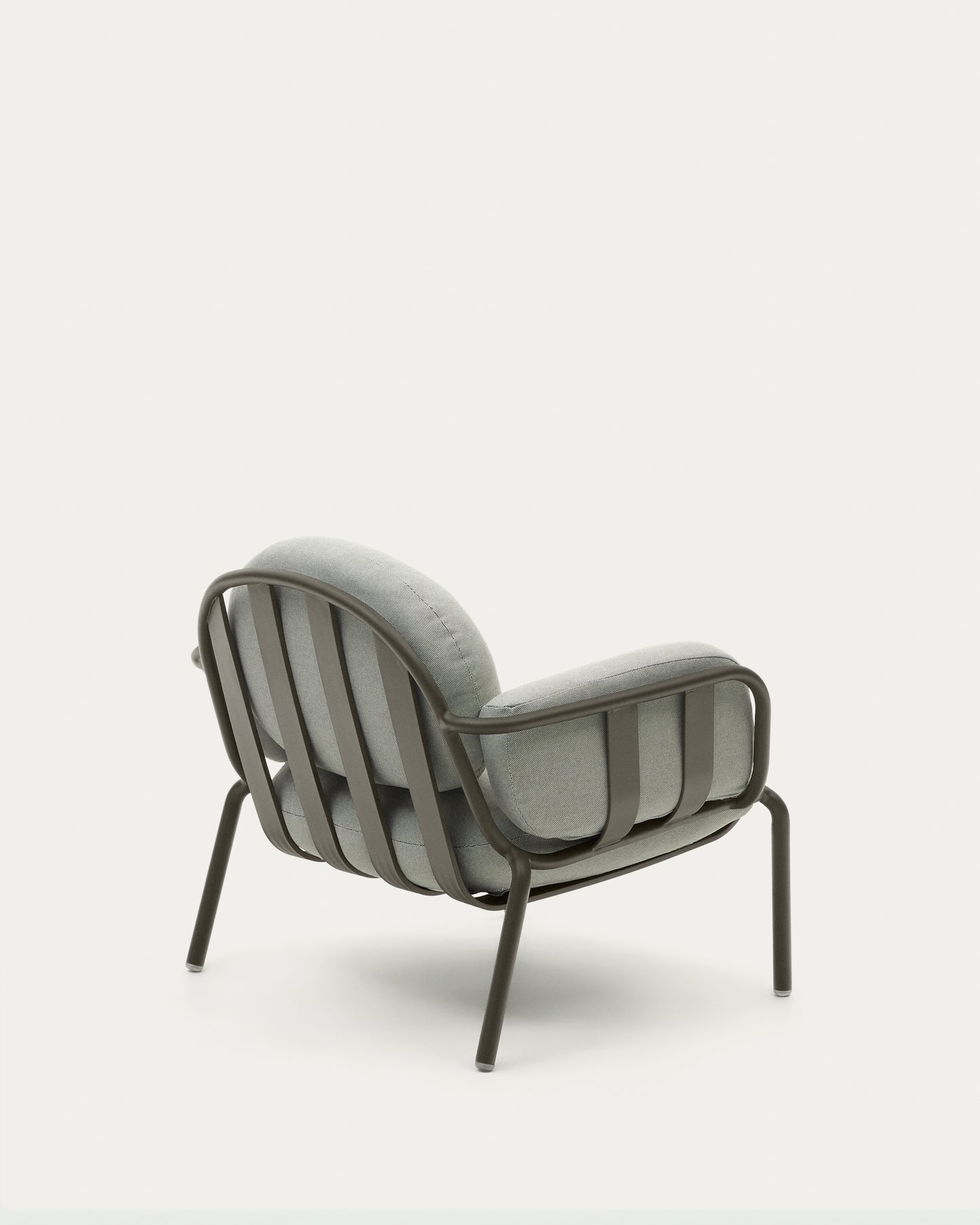 Poltrona da esterno Joncols con rivestimento grigio con struttura in alluminio e finitura verde