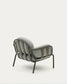 Poltrona da esterno Joncols con rivestimento grigio con struttura in alluminio e finitura verde