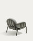 Poltrona da esterno Joncols con rivestimento grigio con struttura in alluminio e finitura verde