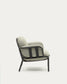 Poltrona da esterno Joncols con rivestimento beige e struttura in alluminio con finitura grigia