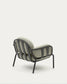 Poltrona da esterno Joncols con rivestimento beige e struttura in alluminio con finitura grigia