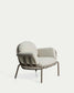 Poltrona da esterno Joncols in alluminio con finitura verniciata tortora e cuscini beige