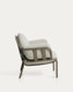 Poltrona da esterno Joncols in alluminio con finitura verniciata tortora e cuscini beige