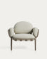 Poltrona da esterno Joncols in alluminio con finitura verniciata tortora e cuscini beige