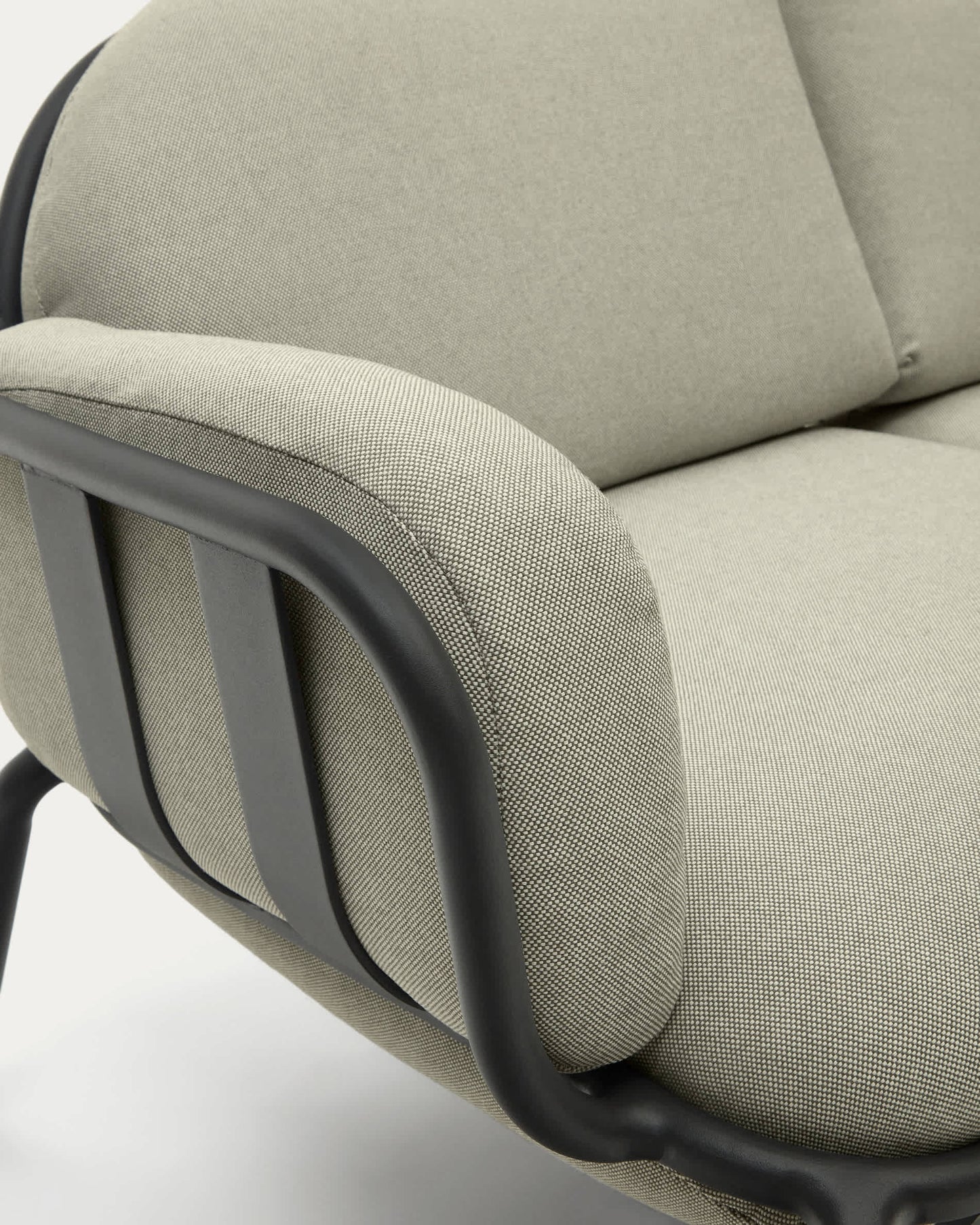 Divano da esterno Joncols 2 posti in alluminio con finitura verniciata grigia e cuscini beige 164 cm