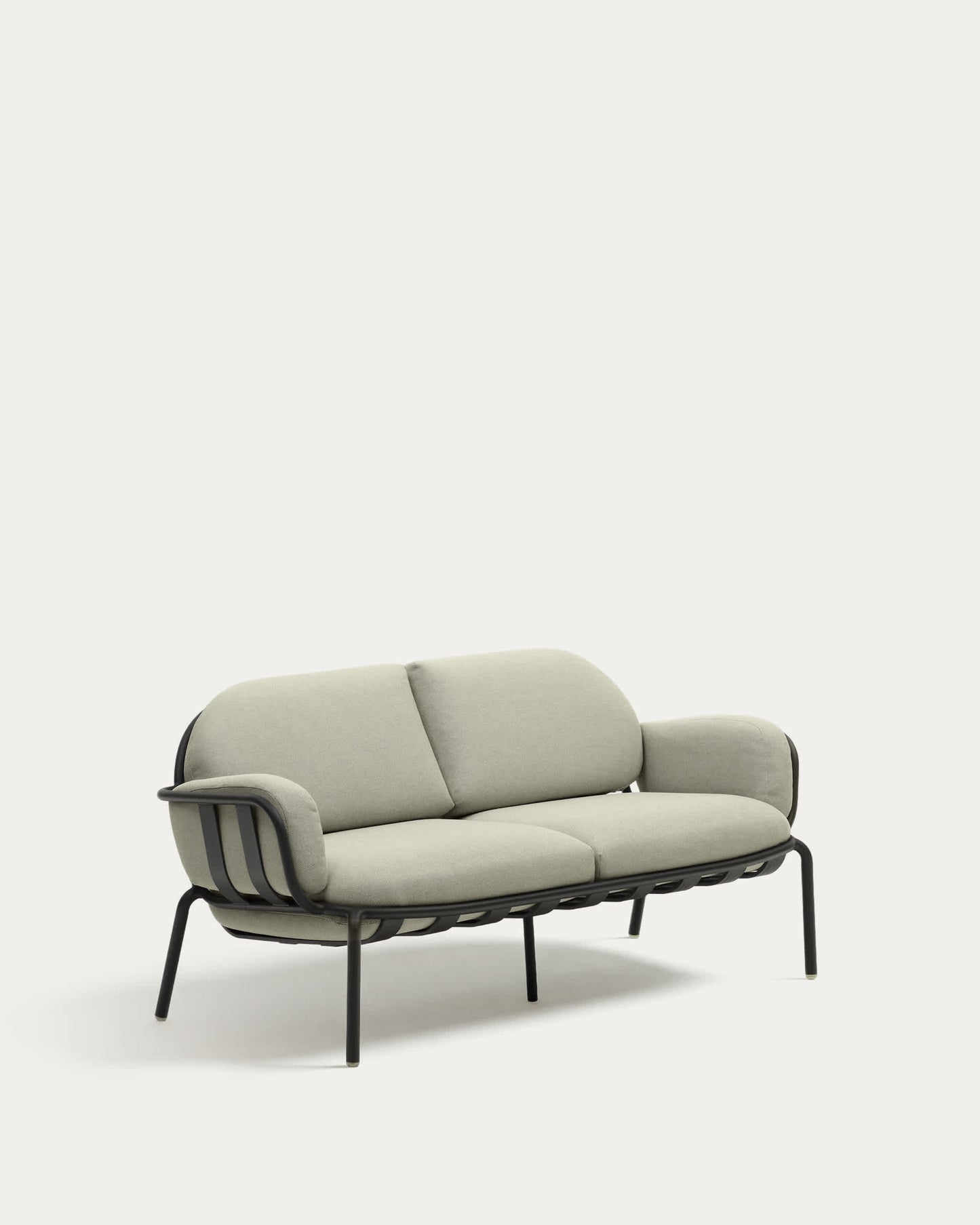 Divano da esterno Joncols 2 posti in alluminio con finitura verniciata grigia e cuscini beige 164 cm