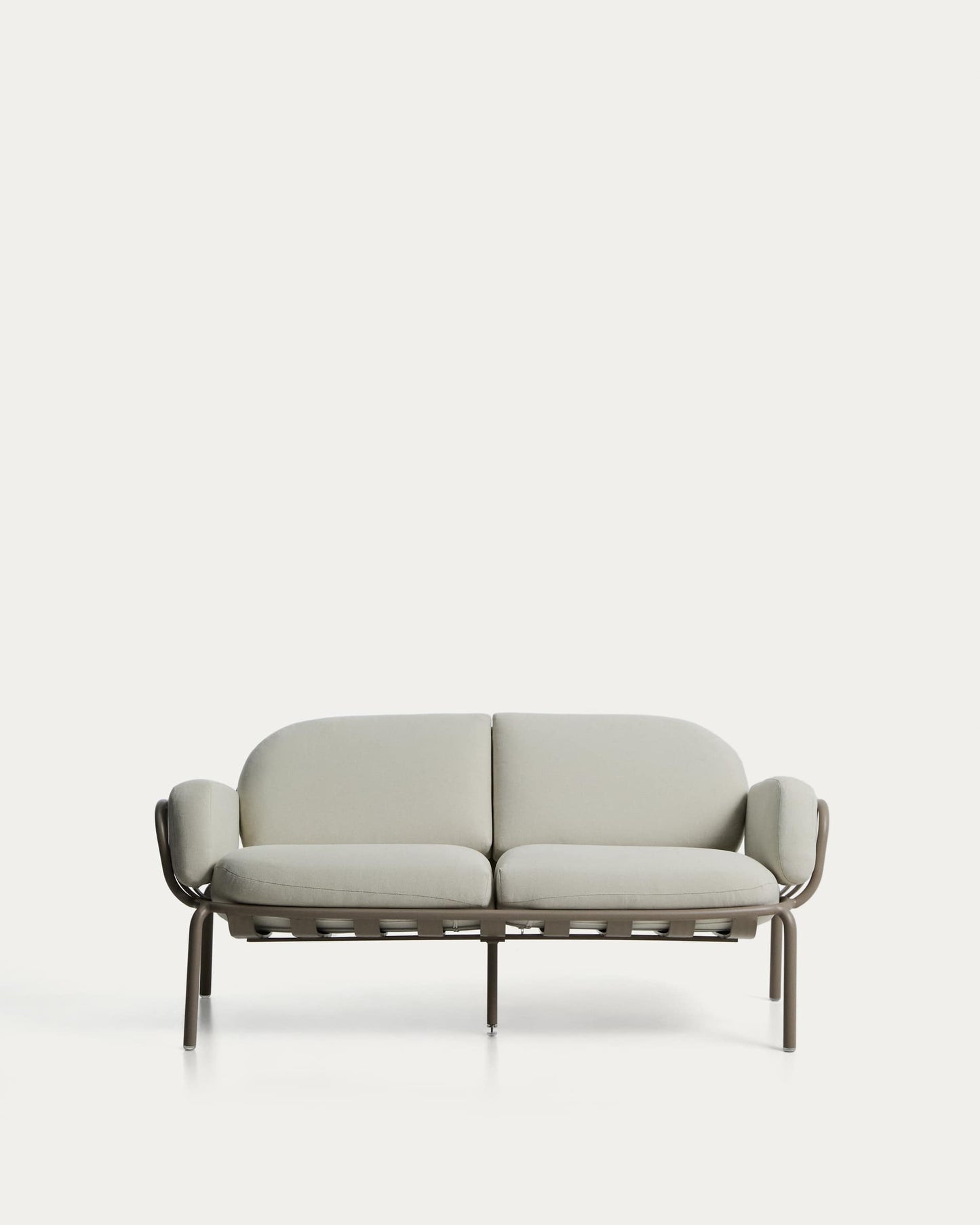 Divano da esterno Joncols 2 posti in alluminio con finitura verniciata tortora e cuscini beige 164 cm