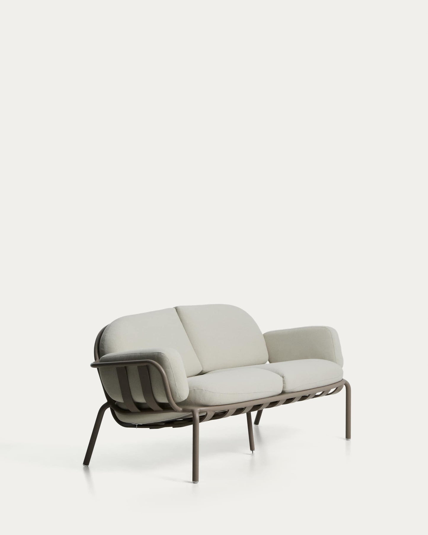 Divano da esterno Joncols 2 posti in alluminio con finitura verniciata tortora e cuscini beige 164 cm