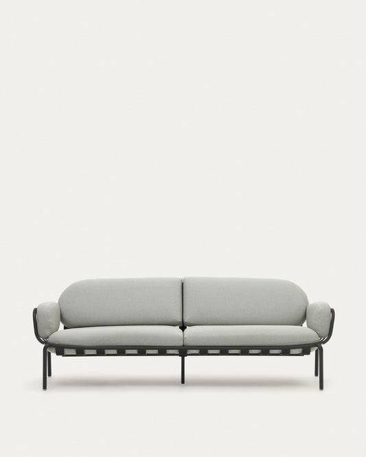 Divano da esterno 3 posti Joncols in alluminio verniciato grigio 225 cm