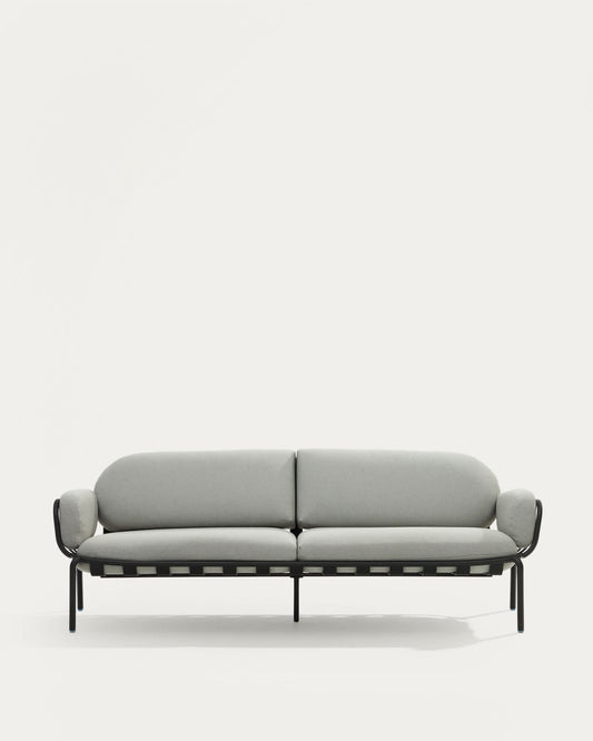 Divano da esterno 3 posti Joncols in alluminio verniciato grigio 225 cm