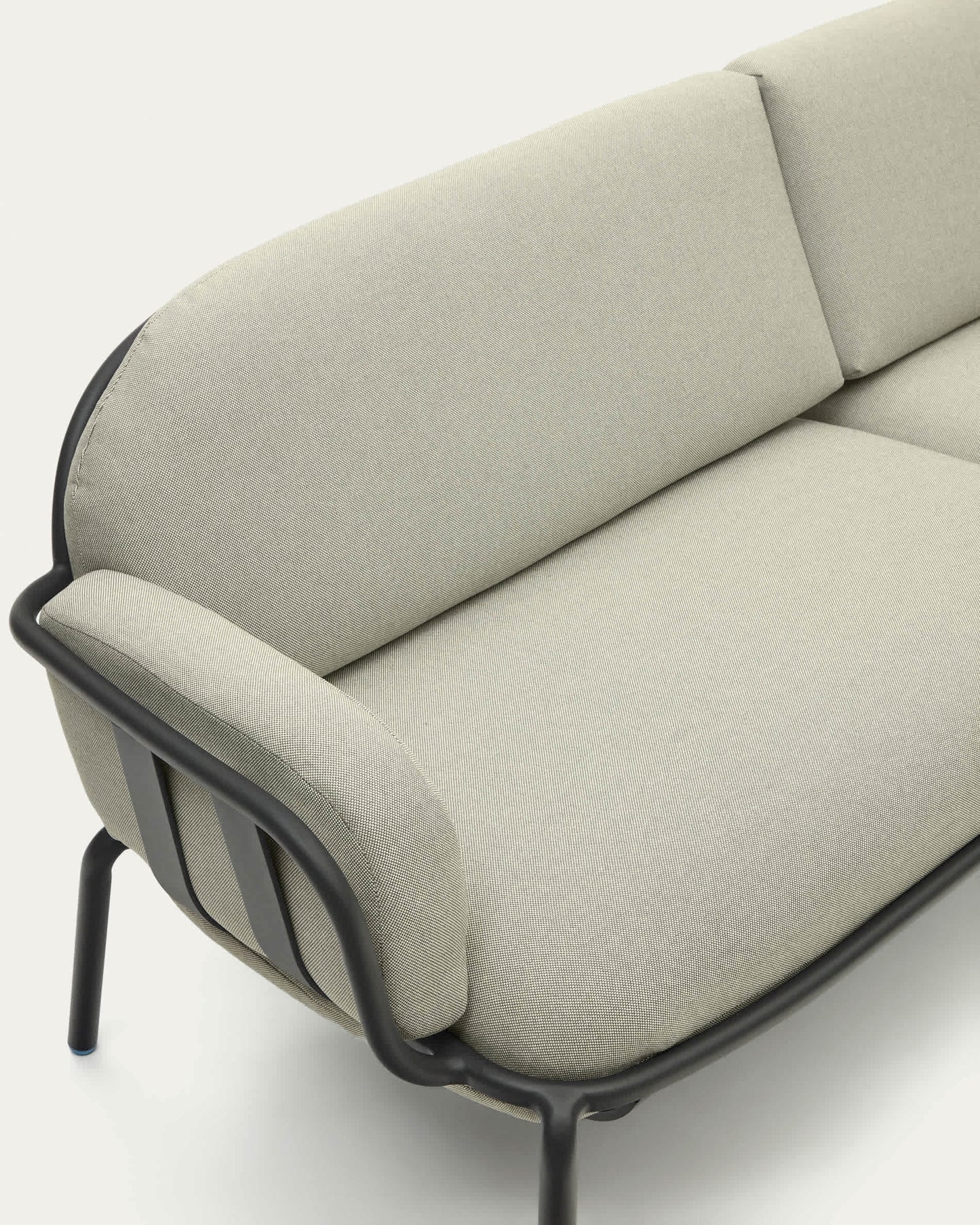 Divano da esterno Joncols 3 posti in alluminio verniciato grigio e cuscini beige 224 cm