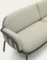 Divano da esterno Joncols 3 posti in alluminio verniciato grigio e cuscini beige 224 cm