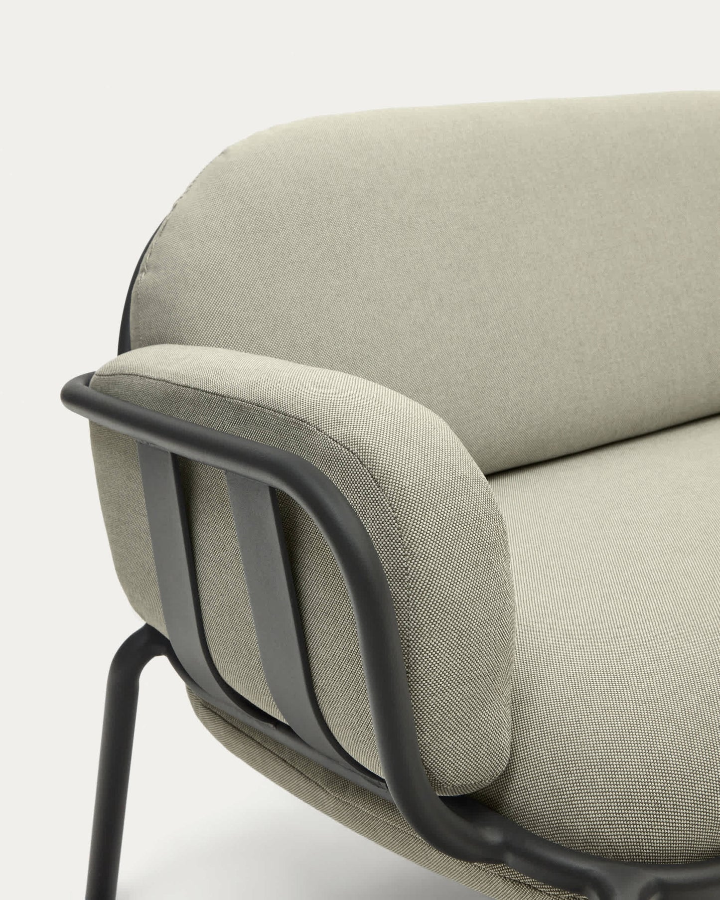 Divano da esterno Joncols 3 posti in alluminio verniciato grigio e cuscini beige 224 cm