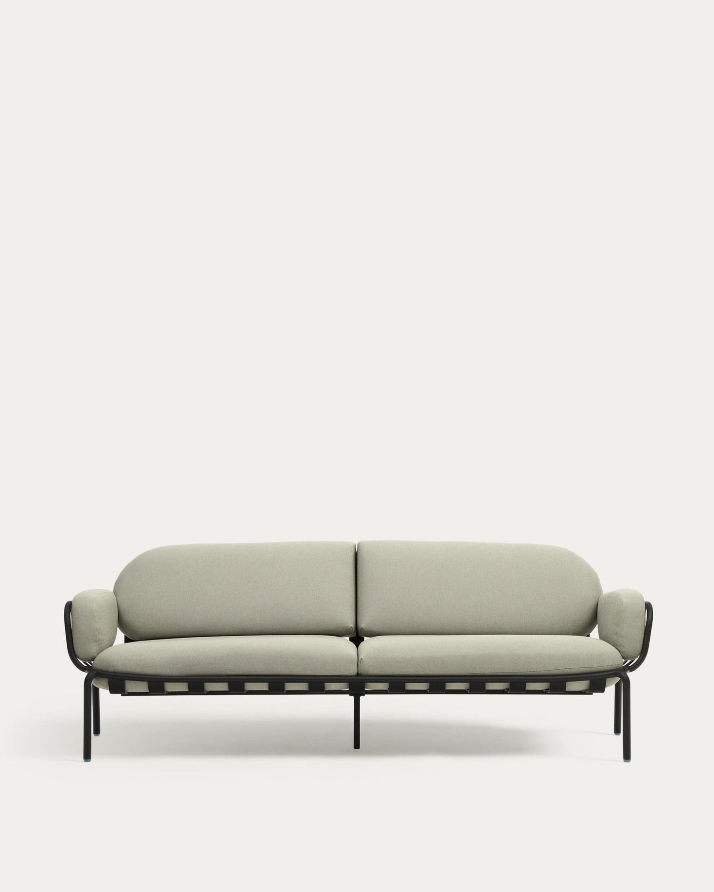 Divano da esterno Joncols 3 posti in alluminio verniciato grigio e cuscini beige 224 cm