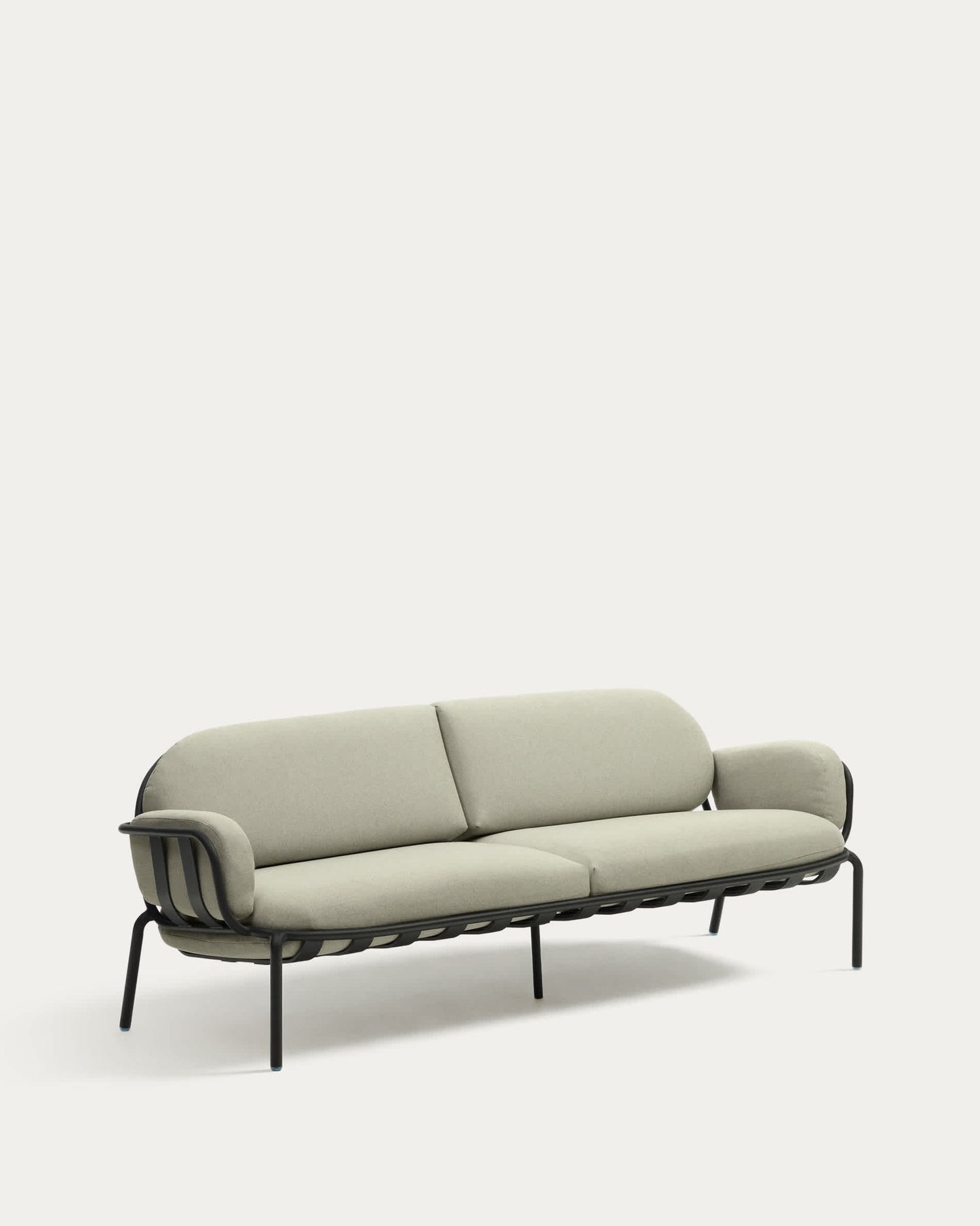 Divano da esterno Joncols 3 posti in alluminio verniciato grigio e cuscini beige 224 cm