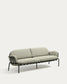 Divano da esterno Joncols 3 posti in alluminio verniciato grigio e cuscini beige 224 cm