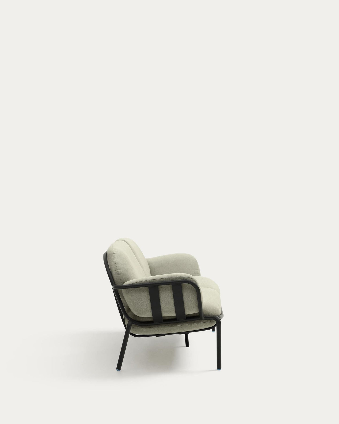 Divano da esterno Joncols 3 posti in alluminio verniciato grigio e cuscini beige 224 cm