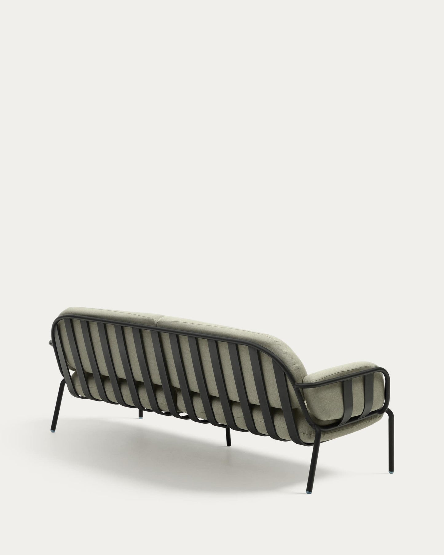 Divano da esterno Joncols 3 posti in alluminio verniciato grigio e cuscini beige 224 cm