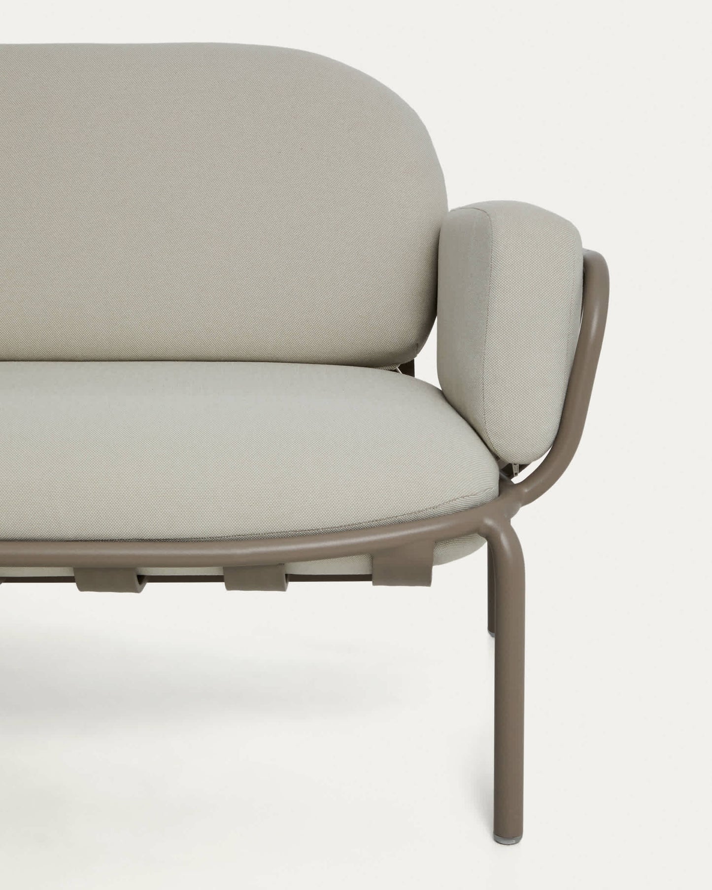 Divano da esterno Joncols 3 posti in alluminio con finitura verniciata tortora e cuscini beige 224 cm