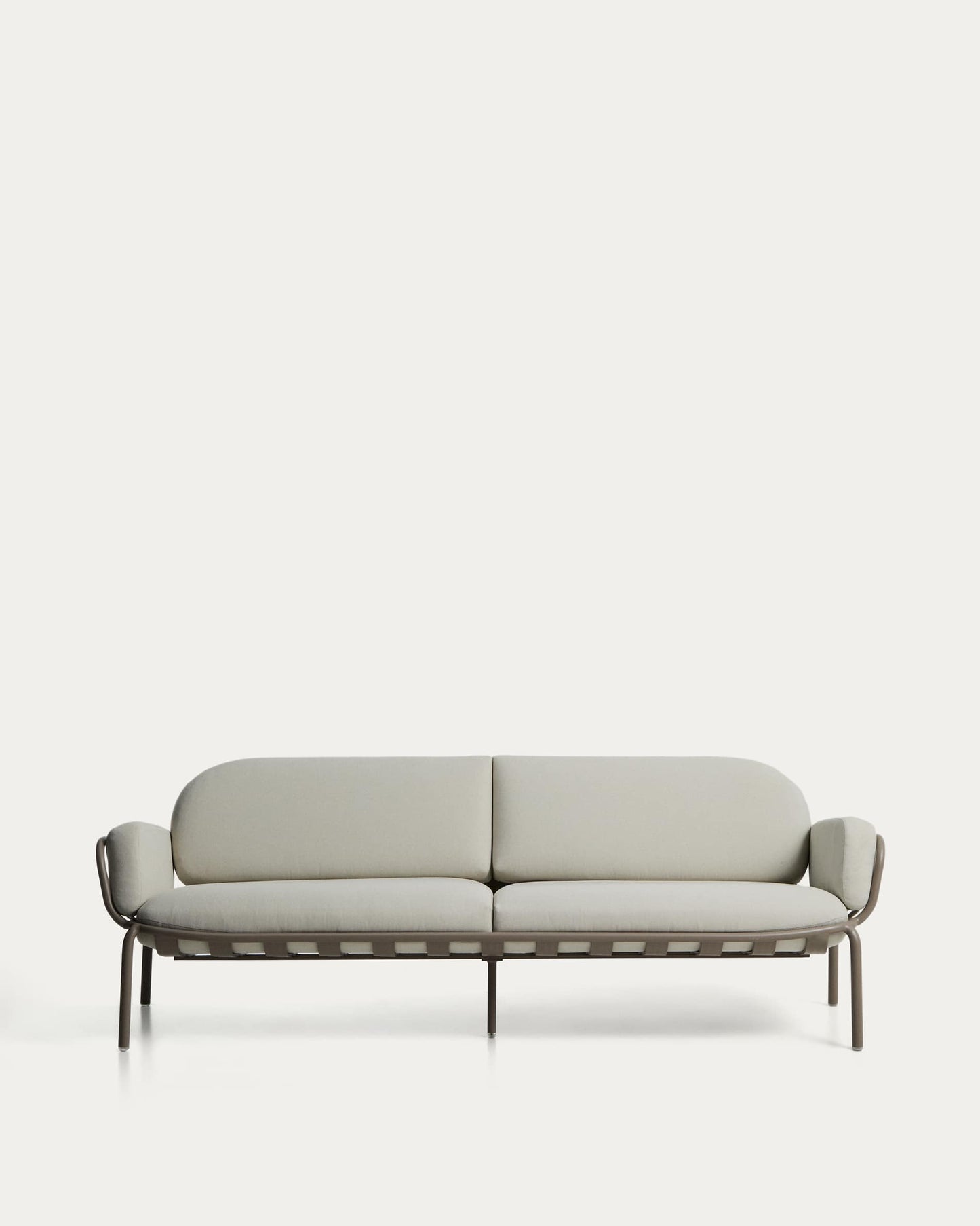 Divano da esterno Joncols 3 posti in alluminio con finitura verniciata tortora e cuscini beige 224 cm