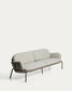 Divano da esterno Joncols 3 posti in alluminio con finitura verniciata tortora e cuscini beige 224 cm
