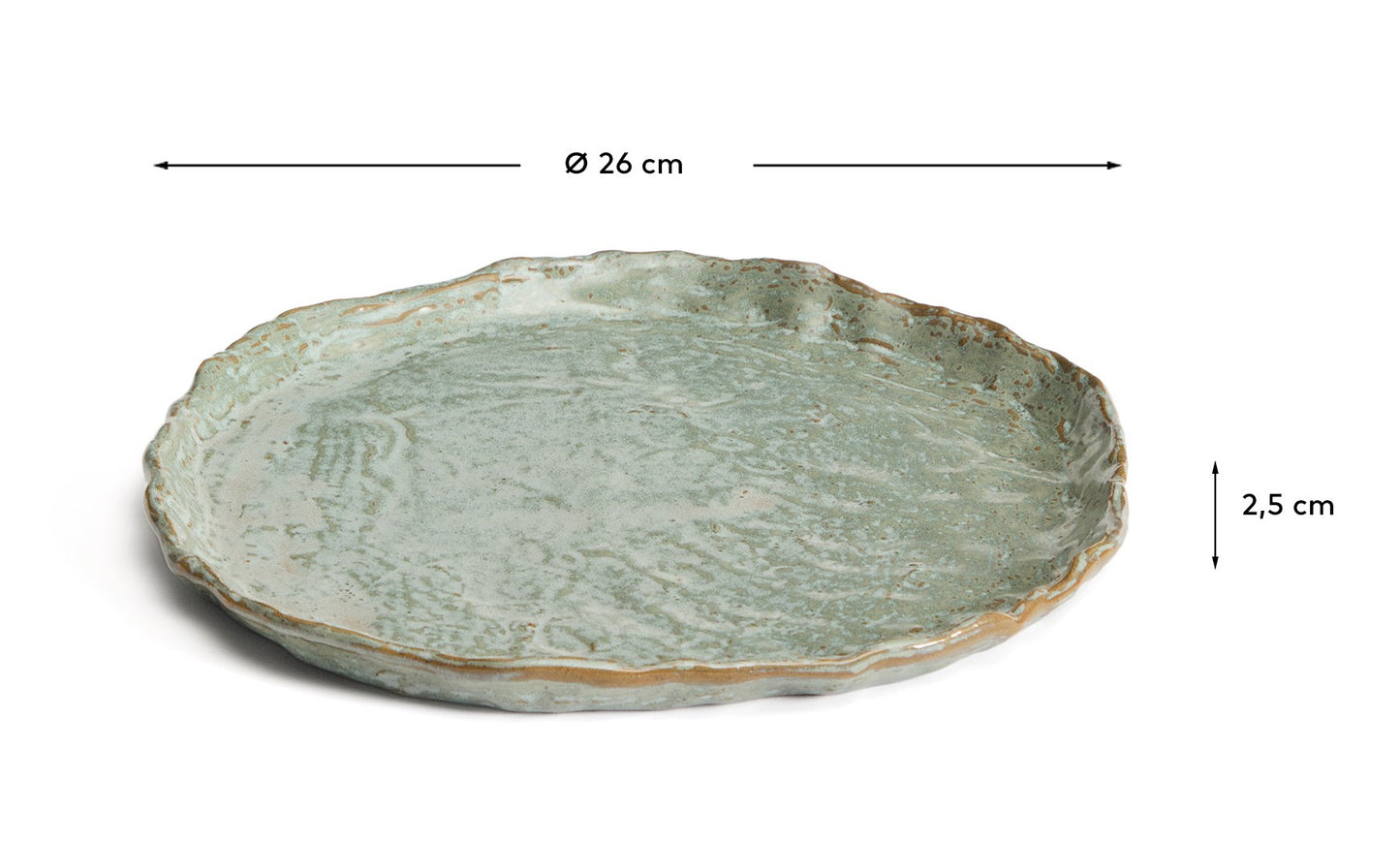 Piatto piano Alenia in ceramica marrone