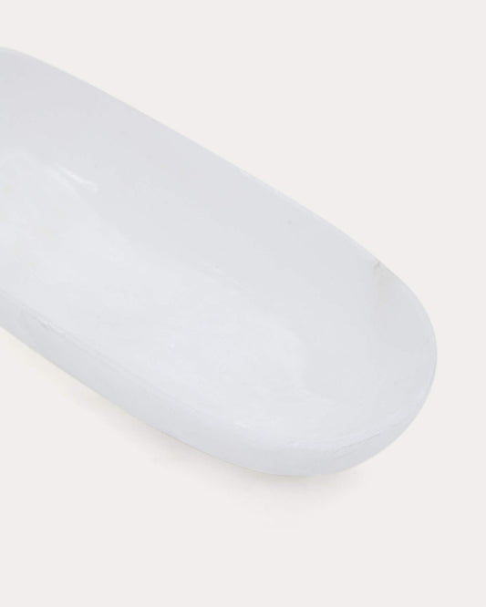 Vassoio Eval in alabastro bianco