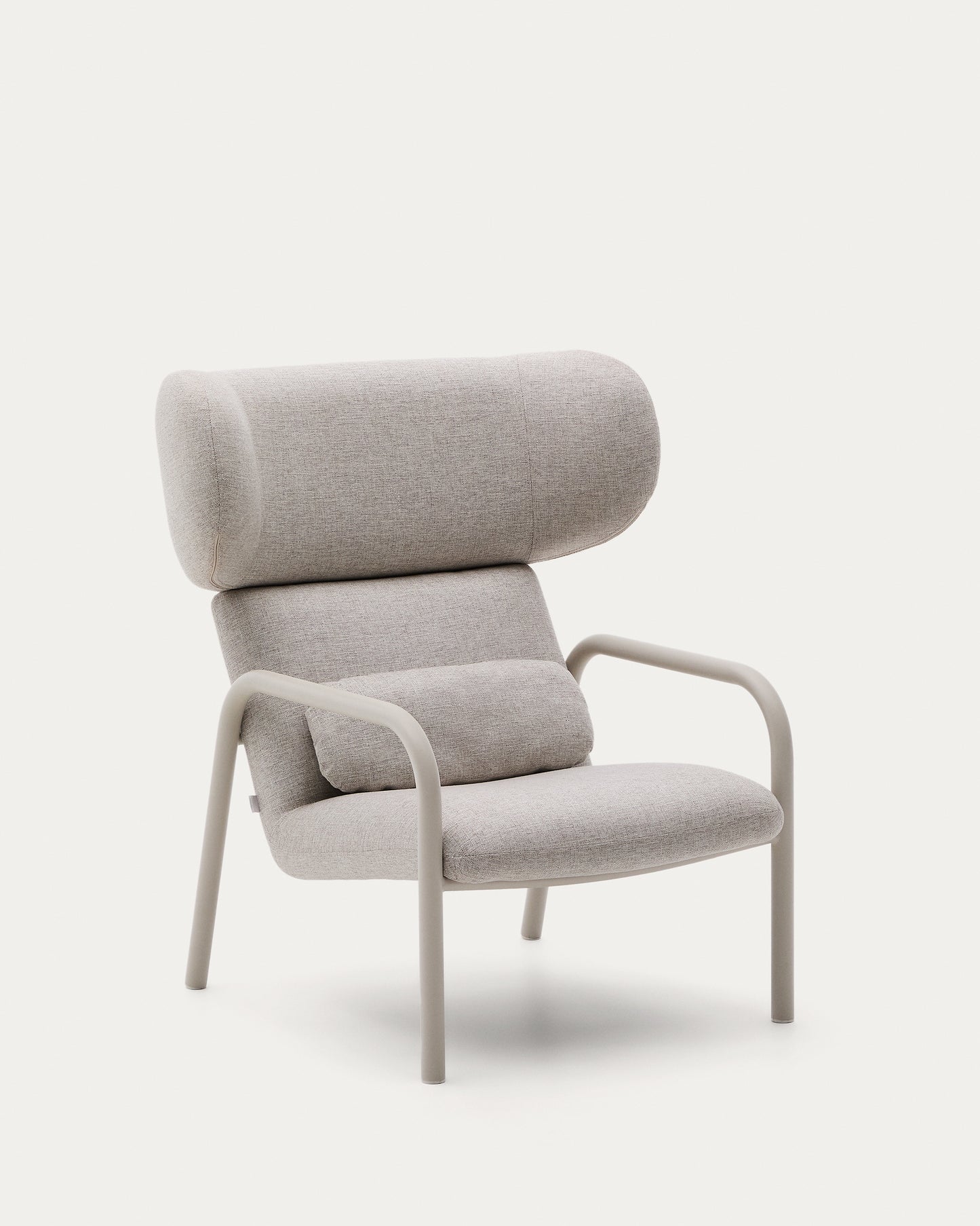 Poltrona Inari beige e acciaio, verniciata beige