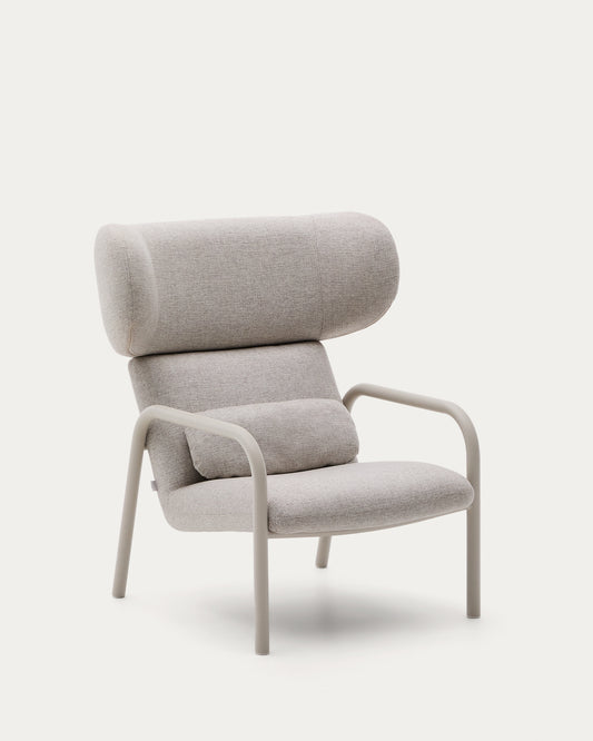 Poltrona Inari beige e acciaio, verniciata beige