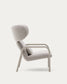 Poltrona Inari beige e acciaio, verniciata beige