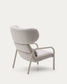 Poltrona Inari beige e acciaio, verniciata beige
