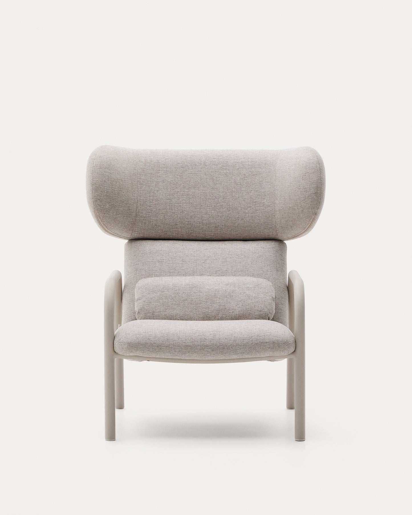 Poltrona Inari beige e acciaio, verniciata beige